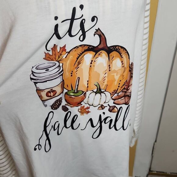 It's Fall Y'all ivory long sleeve top women's size XL - Picture 2 of 4